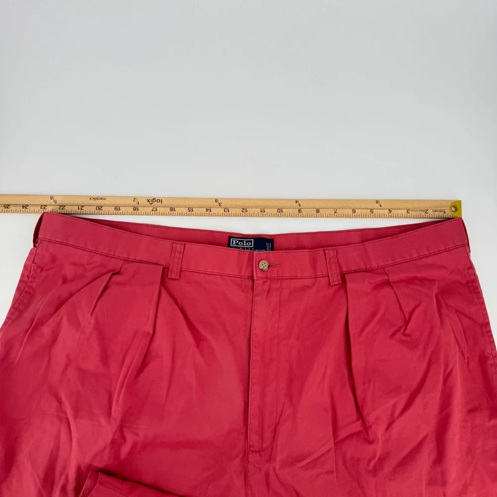 Polo Ralph Lauren Big Tyler Short Mens 48B Red Pleated Chino Cotton Shorts